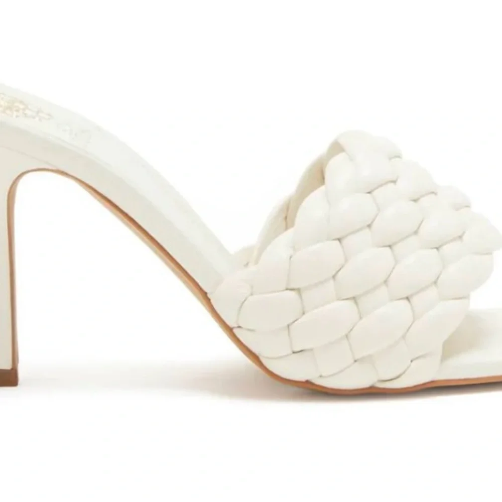 Vince Camuto White Braided Slide Sandals - Picture 8 of 9